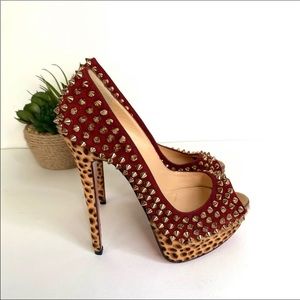Christian Louboutin pony hair lady peep spike heel